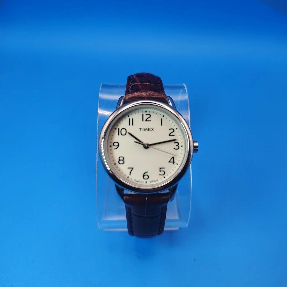 Vintage 2009 Timex Easy Reader 25mm Women's Quartz Watch‎ Genuine Leather Strap